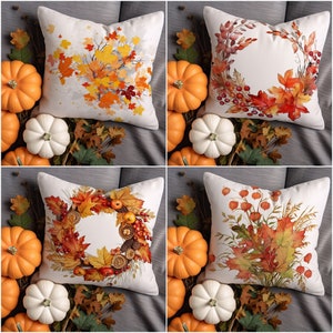 Federa per cuscino con foglie autunnali secche, federa per cuscino decorativo, federa per cuscino da esterno, federa per cuscino autunnale, federa per cuscino con pigna, bacche rosse