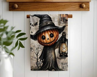 Halloween Tea Towel,Spooky Kitchen Towel,Halloween Hand Towel,Haunted Dish Cloth,Scary Kitchen Decor,Fall Autumn Towel