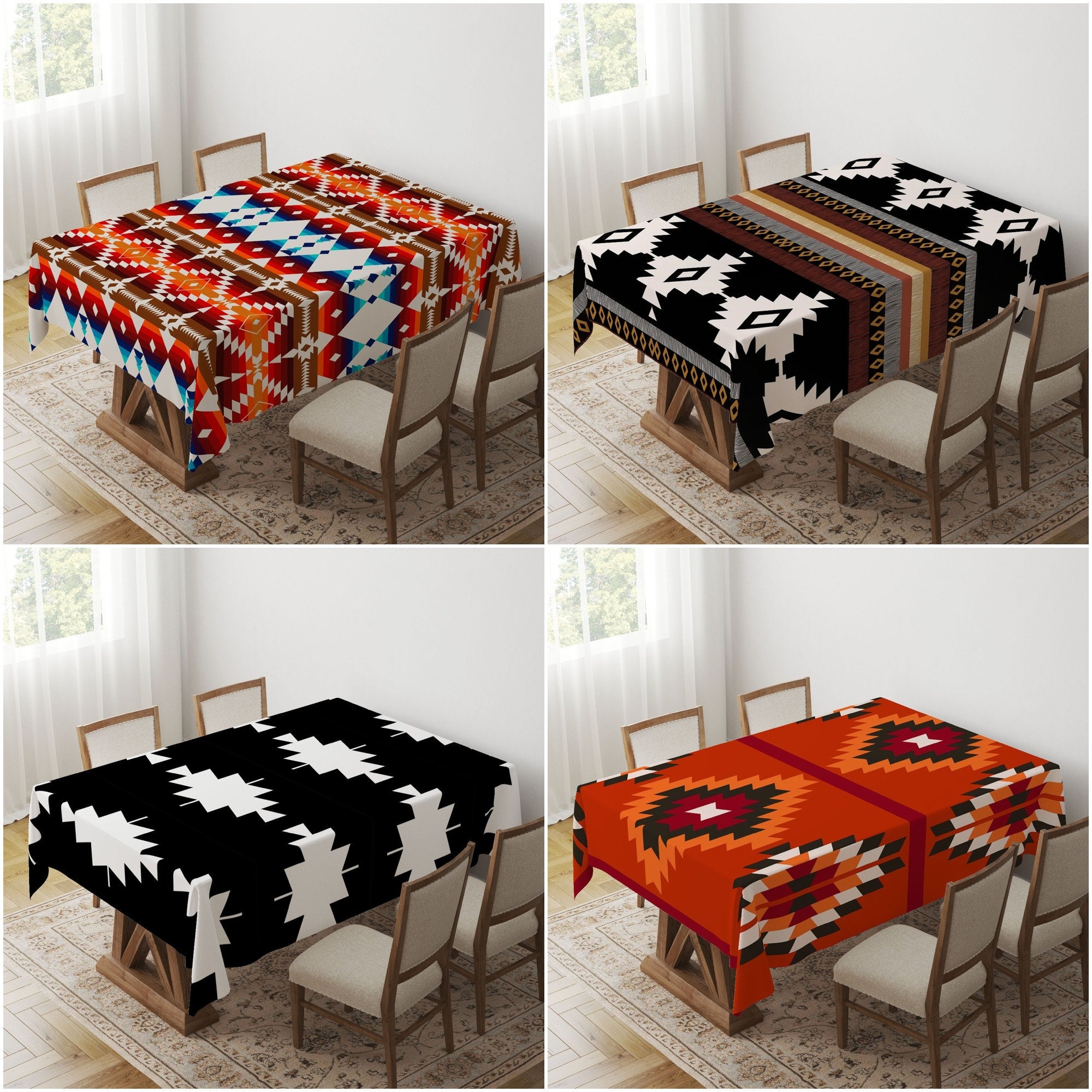 Rug Design Tabletop,terracotta Southwestern Table Top,aztec Print Home