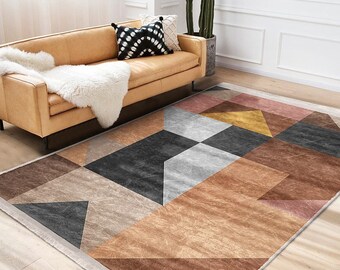Geometric Carpet,Abstract Home Decor,Machine-Washable Fringed Non-Slip Rug,Bohemian Multi-Purpose Anti-Slip Carpet,Decorative Area Rug