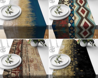 Camino de mesa abstracto, mantel de granja, decoración de cocina de diseño de alfombra, camino de mesa auténtico, mesa acogedora, decoración de mesa de inauguración de la casa
