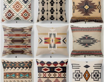 Rug Design Kussensloop, Zuidwestelijke Kussenhoes, Azteekse Print Etnische Rustieke Home Decor, Native American Style Gooi Kussensloop, Buitenkussen