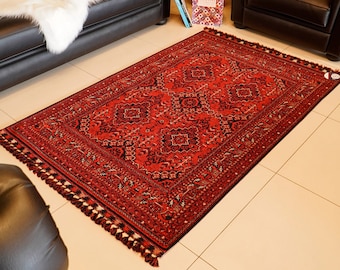 Afghan Pattern Rug|classic Red Afghan Carpet|machine-washable