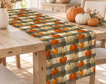 Fall Table Cover with Pumpkin and Leaf,Rustic Table Runner,Autumn Tablecloth,Cozy Table Decor,Housewarming Thanksgiving Home Decor