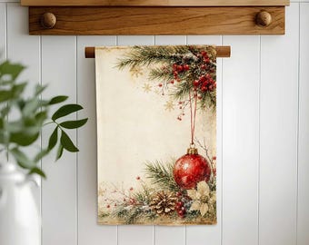 Winter Ornament Pine Cone Hand Towel,Christmas Tea Towel,Holiday Xmas Decor,Reusable Towel,Cost Effective Rag