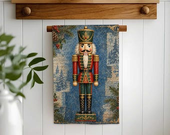 Winter Nutcracker Hand Towel,Christmas Tea Towel,Cozy Xmas Decor,Reusable Farmhouse and Rustic Towel,Cost Effective Rag
