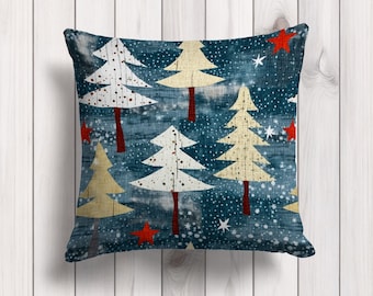 Winter Outdoor Cushion Case,Snowflake Pillowcase,Christmas Cushion Cover,House Home Decor,Snow Throw Pillow Case,Tree Print Pillow Cover