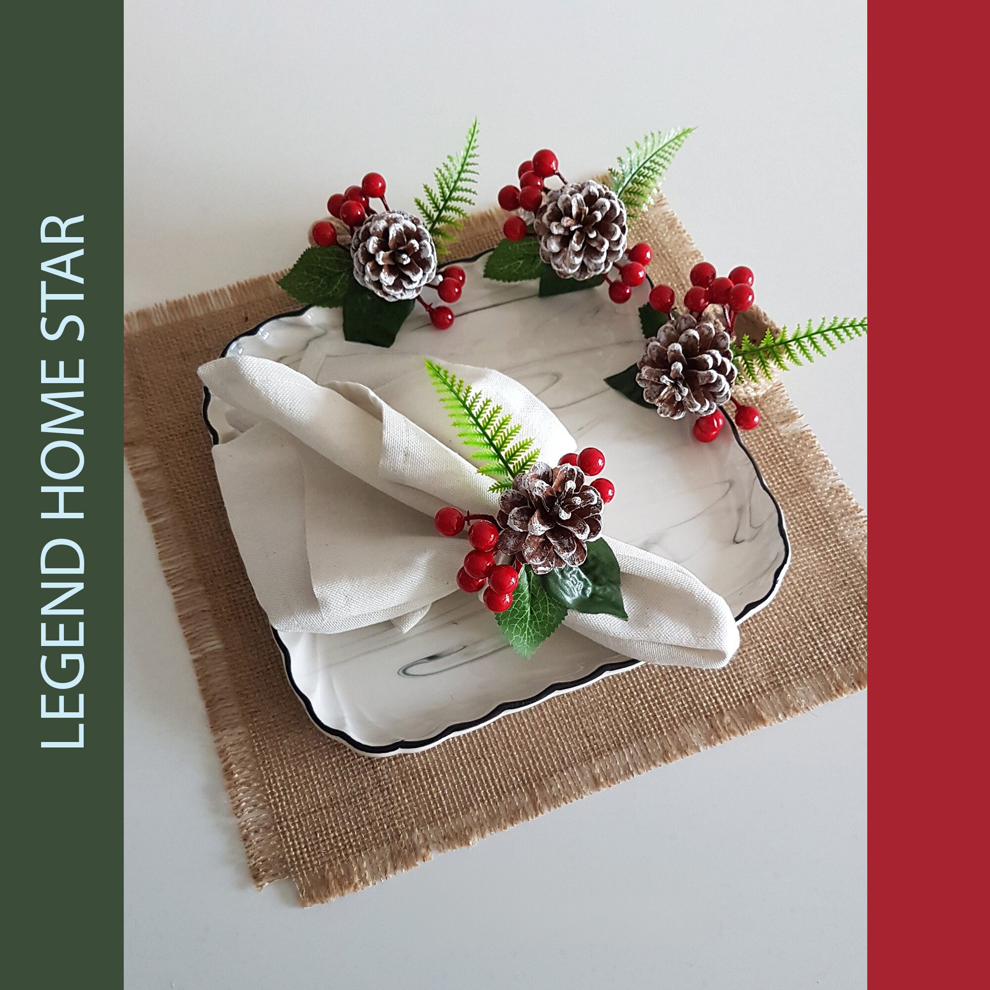 Christmas Napkin Rings,xmas Jute Rope Napkin Holder,winter Trend Napkin Ring,winter Table Decor