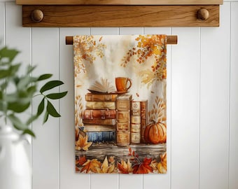 Cozy Fall Hand Towel,Rustic Tea Towel,Farmhouse Dishcloth,Autumn Kitchen Towel,Eco Friendly Rag,Cleaning Cloth