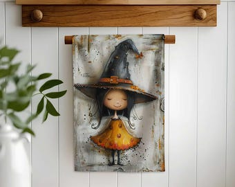 Fall Hand Towel,Thanksgiving Witch Tea Towel,Autumn Scarecrow Tea Towel,Woodland Owl Dish Cloth,Reusable Kitchen Towel,Seasonal Fall Decor