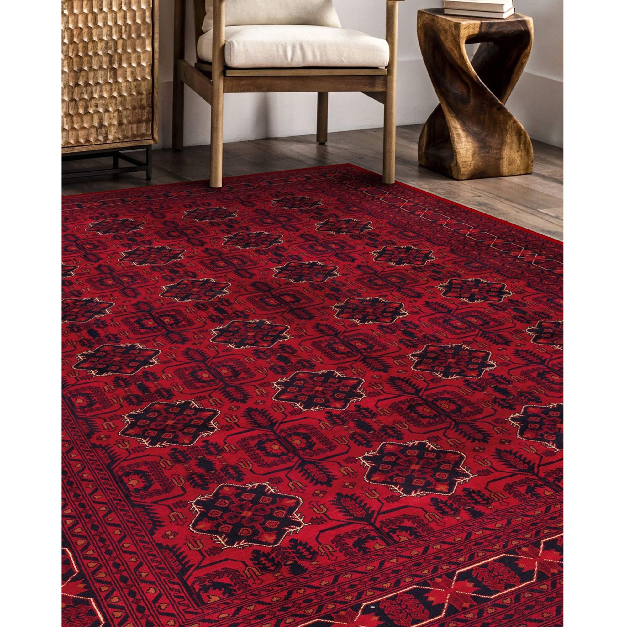 Boho Rug Simple Red Bohemian Red Rug,ethnic Pattern Carpet,machine-washable Rug,farmhouse ...