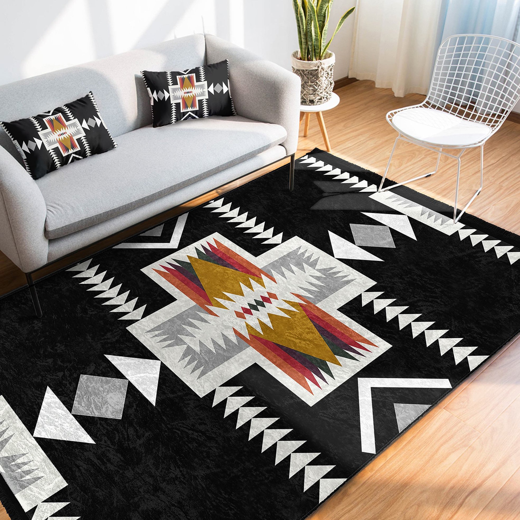 Rug Design Carpet,aztec Fringed Anti-slip Floor Mat,southwestern Rug ...