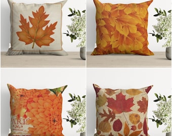 Dry Leaves Cushion Cover,Fall Pillow Case,Leaf Print Decor,Cozy Fall Pillowtop,Farmhouse Style Gift,Autumn Home Decor,Thanksgiving Decor