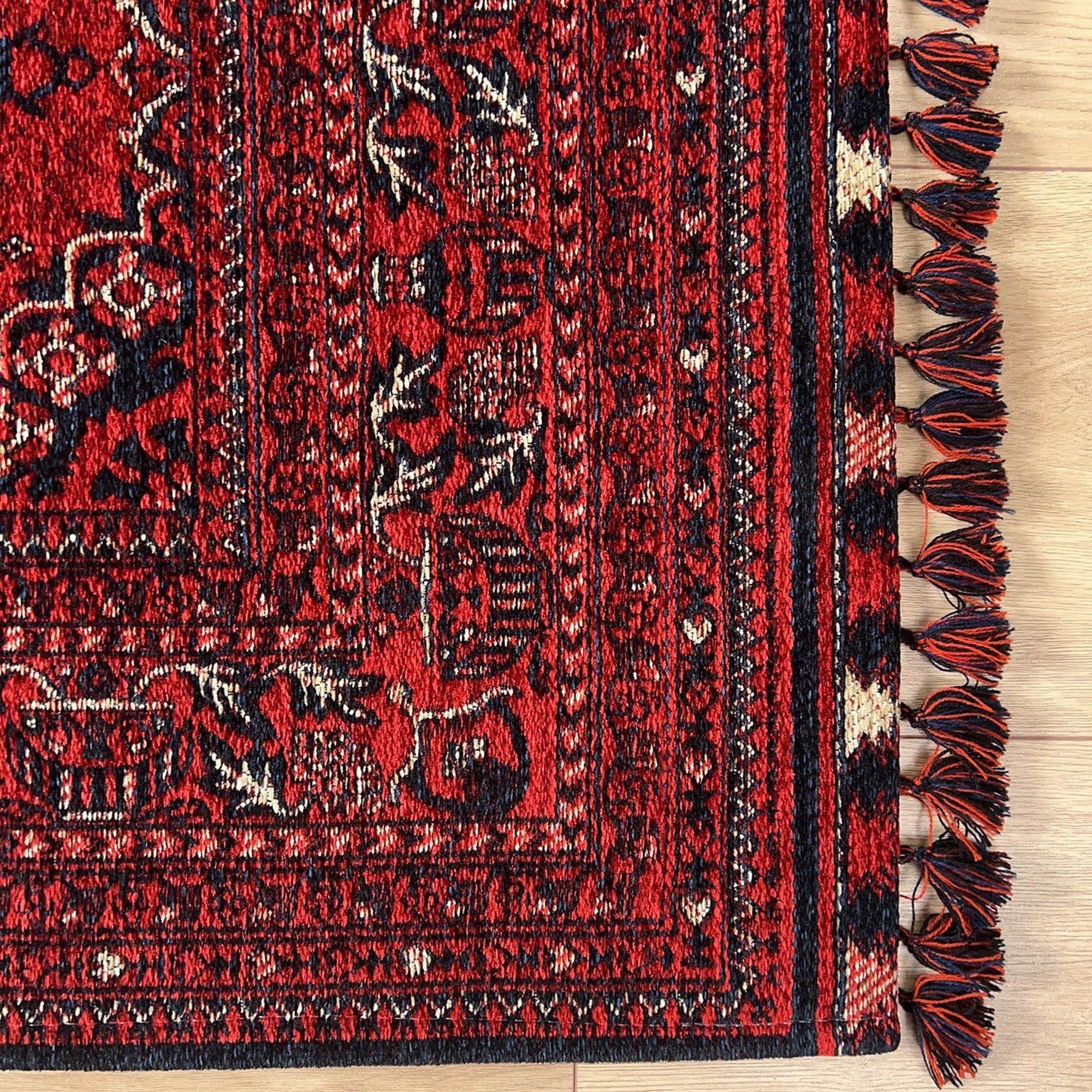 Afghan Pattern Rug, Red Afghan Carpet,machine-washable Classic