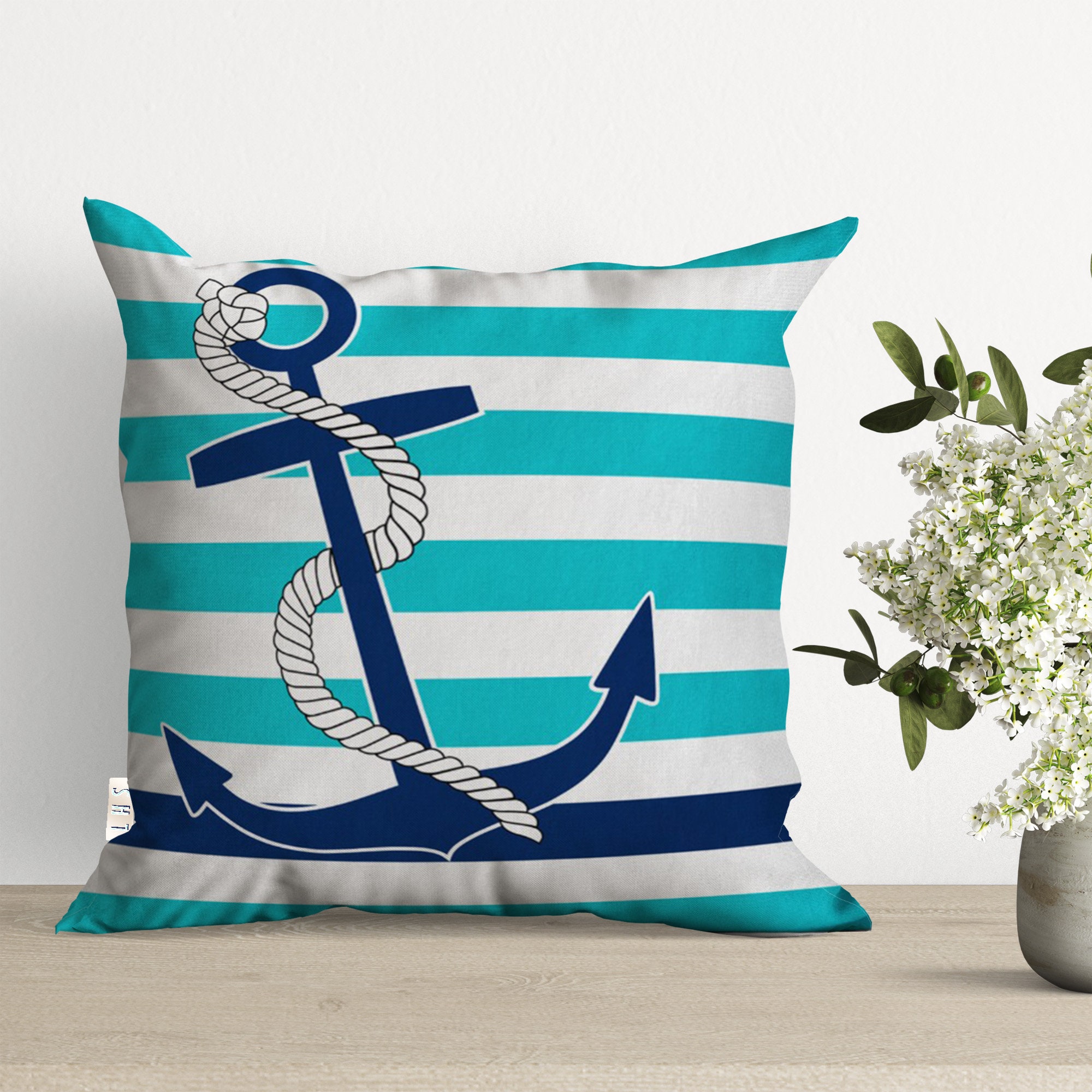 Striped Nautical Pillow Case,anchor Cushion Cover,navy Marine