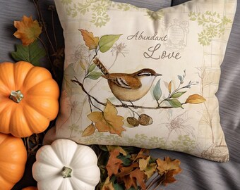Bird Print Fall Trend Pillow Case,Autumn Cushion Cover,Boho Home Decor,Thanksgiving Decor,Fall Throw Pillowcase,Outdoor Pillowtop