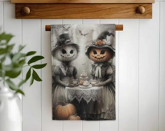 Halloween Tea Towel,Spooky Hand Towel,Haunted Kitchen Towel,Halloween Dish Cloth,Scary Tea Towel,Autumn Kitchen Decor,Fall Accent