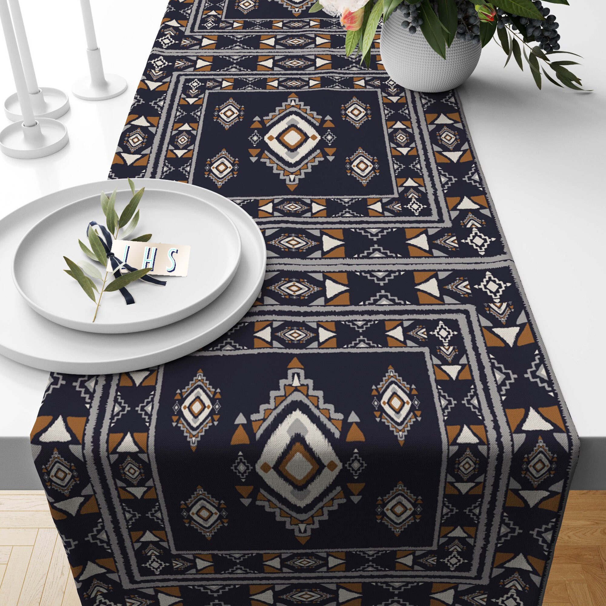 Rug Design Table Runner,southwestern Kitchen Decor,authentic Tablecloth ...