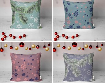 Snowflake Pillow Cover,Christmas Pillow Case,Winter Trend Cushion Cover,Housewarming Seasonal Gift Idea,Geometric Xmas Throw Pillow Cover