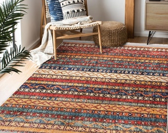 Hereke motief tapijt, rustiek design boerderij tapijt, machinewasbaar gefranjerd antislip tapijt, etnisch multifunctioneel antislip geometrisch tapijt