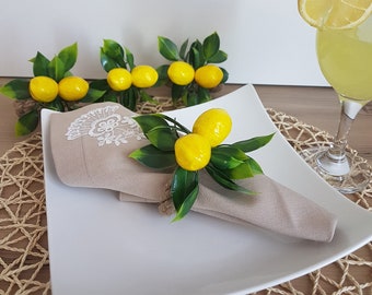 Faux Lemon Napkin Ring,Floral Lemon Napkin Holder,Farmhouse Table Decor,Summer Wedding Table Decor,Table Centerpiece,Rustic Kitchen Decor