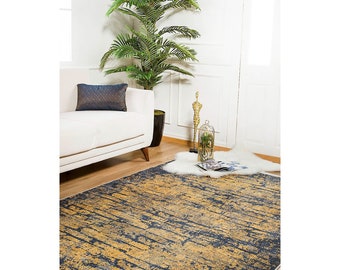 Abstract Design Rug,Machine-Washable Non-Slip Rug,Gold Gray Transition Washable Carpet,Decorative Area Rug,Multi-Purpose Anti-Slip Carpet