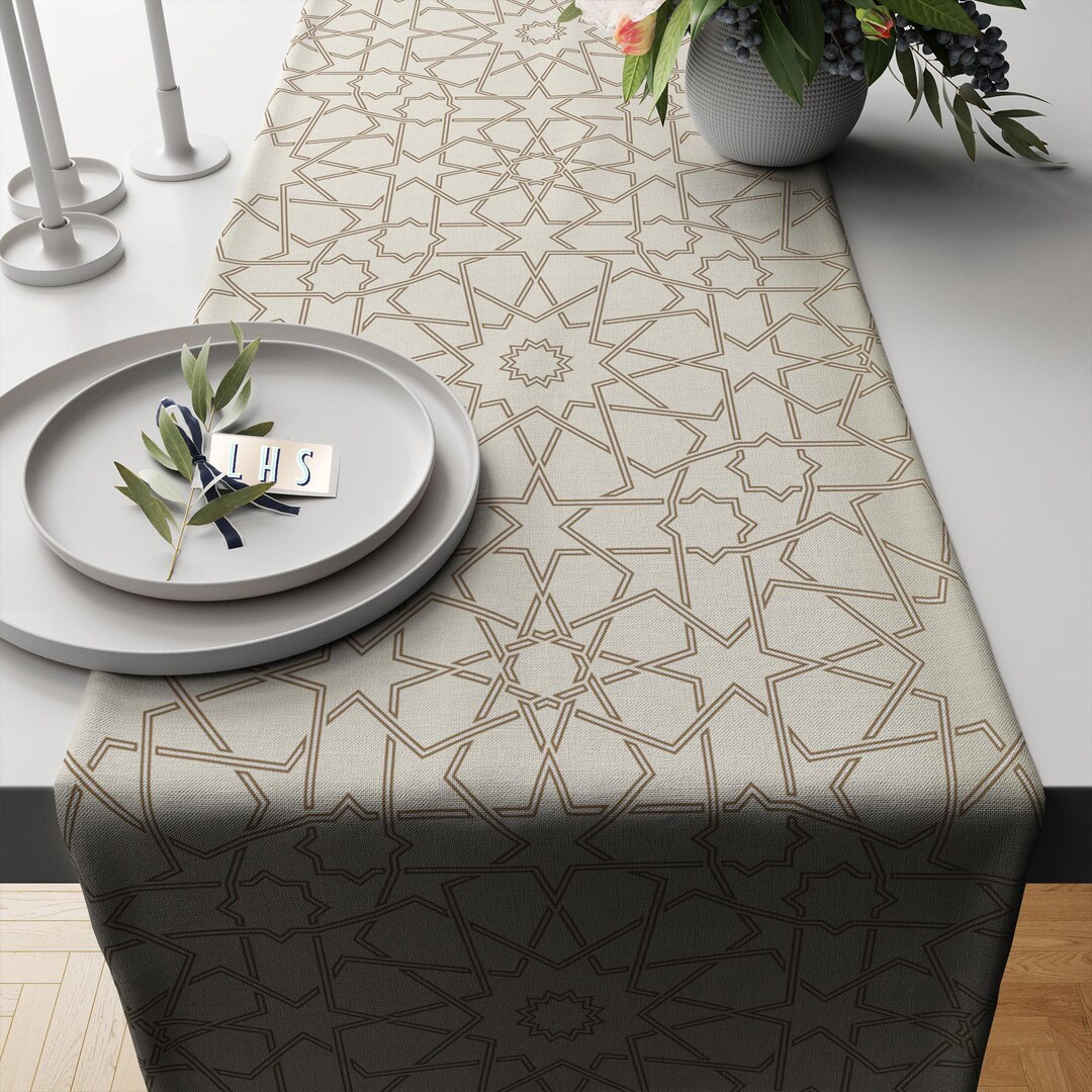 Geometric Table Runner,cozy Tablecloth,hexagon Table Linen,star and ...