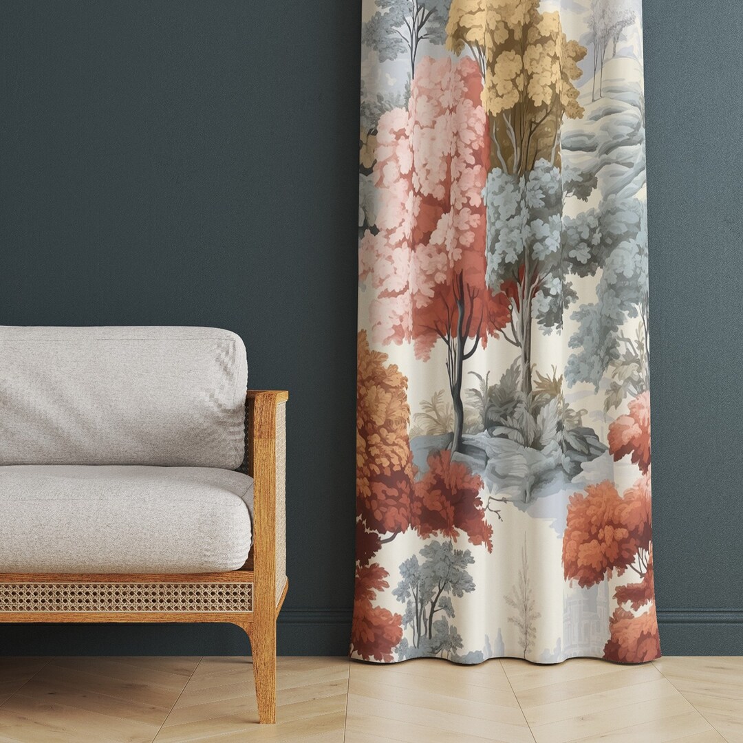 Fall Window Covering Trendy Fall Window Dressing,cozy Autumn Drapes,flower Print Curtain ...