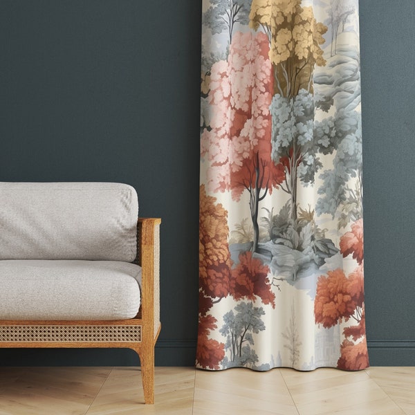 Trendy Fall Window Dressing,Cozy Autumn Drapes,Flower Print Curtain,Thermal Insulated Window Treatment,Fall Home Decor,Living Room Curtain