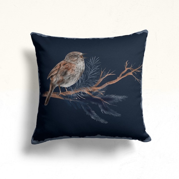 Winter Throw Pillow Case,Bird Home Decor,Squirrel Pillowtop,Farmhouse Porch Pillow Sham,Animal Pillowcase,Tree Branch Outdoor Cushion Cover