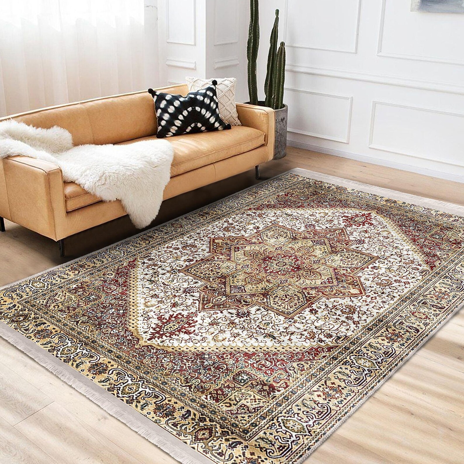 Ottoman Ethnic Rug,rustic Design Farmhouse Carpet,machine-washable ...