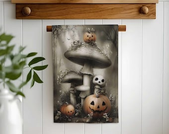 Halloween Tea Towel,Haunted Kitchen Towel,Spooky Hand Towel,Scary Dish Cloth,Halloween Kitchen Decor,Autumn Accent,Fall Decor