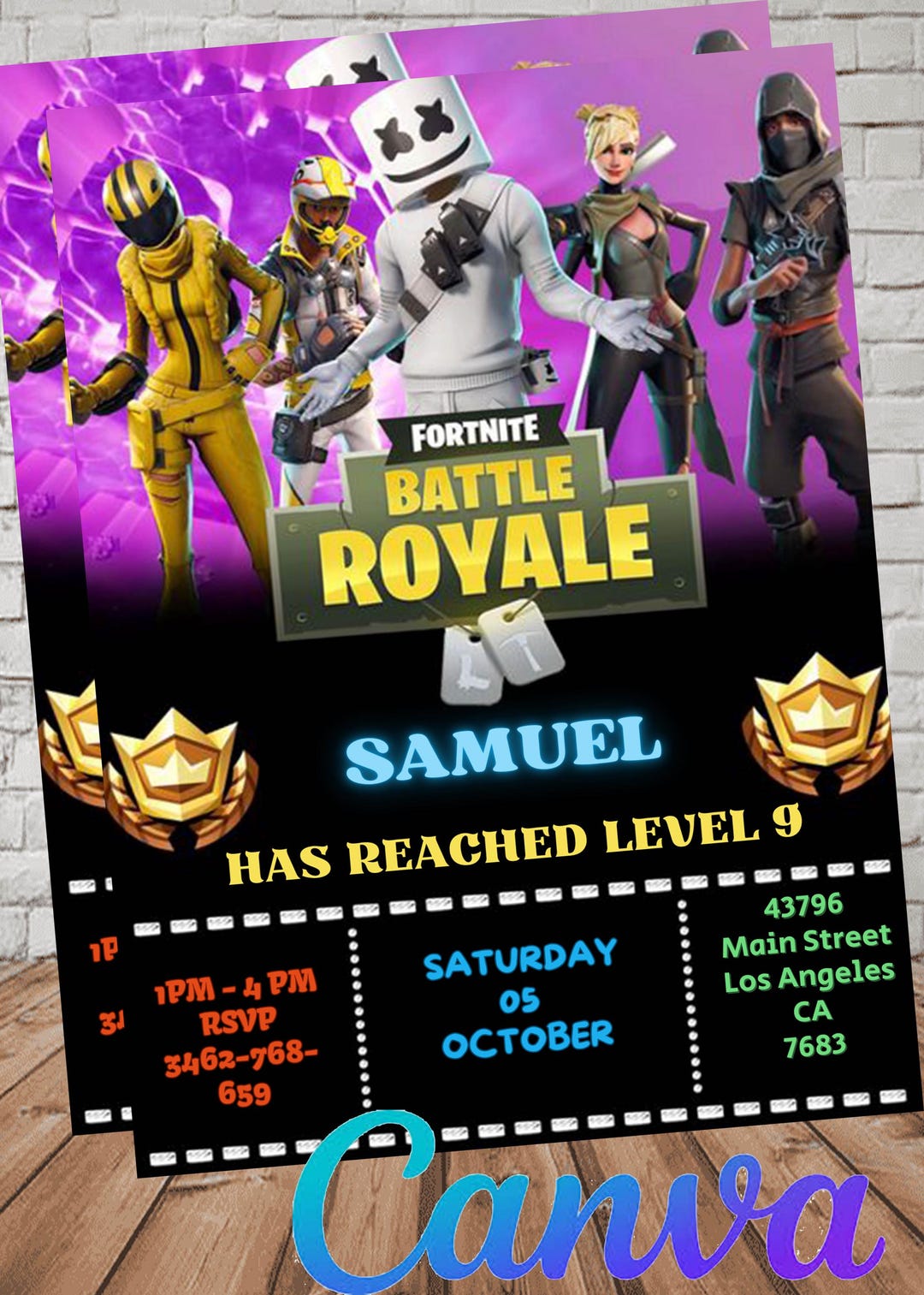 Personalised Marshmello Fortnite Birthday Card – Custom Name, Age & Relation – LJB Creations