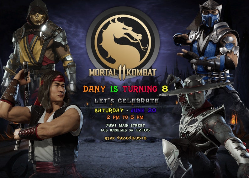 Mortal Kombat Birthday Invitation Personalized Printable - Etsy
