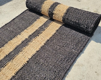 Handwoven Jute Stair Runner: Boho Hemp Rug,Jute Runner Area Hemp Rugs Bohemian Handmade Stair Carpet Decorative Entryway, Hallway Runner