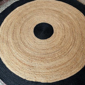 Handwoven Jute Round Rug: Boho Rustic Home Decor