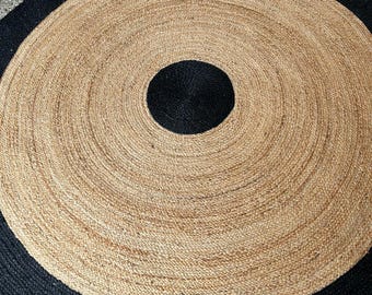 Handwoven Jute Round Rug: Boho Rustic Home Decor