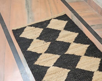 Handmade Hemp Area Rug Jute Rug Vintage Runner Rug Kitchen Custom Size Rug Sisal Area Rug Outdoor Boho Rug Large Decorative Rug Hallway Rug