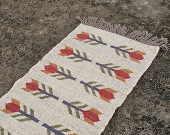 Handwoven Kilim Stair Runner Rug, Wool Jute Rug, Handmade Kitchen Rug, Vintage Runner, Turkish Flatweave Runner, For Indoor-Outdoor Boho Rug