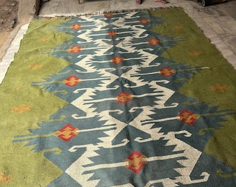Large Area Kilim Rug Handwoven Jute kilim Rug, Handmade Rugs For Living Room Rug Indian Washable Navajo Kilim Rug Entryway southwestern  Rug