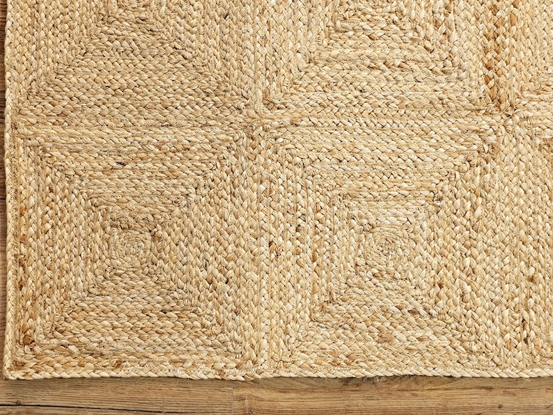 Natural Jute Rug Bohemian Jute Rug Rectangular Jute Rug Braided Large ...