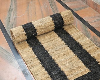 Natural Jute Runner Handwoven Hemp Rug Bohemian Handmade Area Rug Decorative Entryway Rug Stair Runner Outdoor Patio kitchen Custom Size Rug