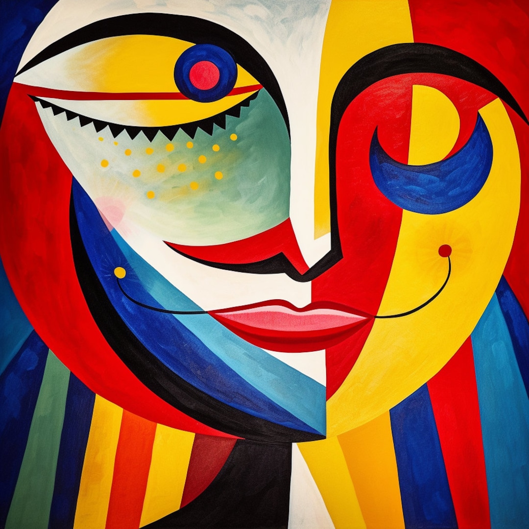 Ai Generated Portrait, Digital Download, Primary Colors, Downloadable