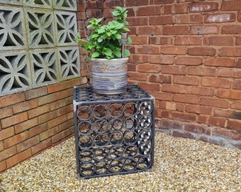 Large Garden Art Cube Sculpture | Outdoor Metal Yard Decor | Statement Garden Ornament