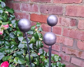 Rustic Metal Allium Plant Support Stakes: Handmade Garden Art