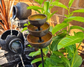 Rustic Metal Rain Catcher Cascade: Garden Waterfall Feature