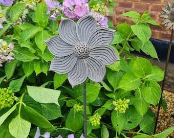 Rustic Metal Flower Plant Support Stakes - Handmade Garden Art