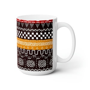 Ceramic Mug 15oz Bogolan Print, African Traditional Print, African Design, Perfect gifts, Different and Unique