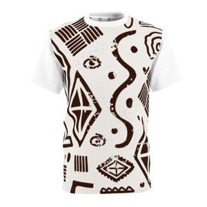 Unisex Cut & Sew Tee (AOP) T-shirt Bogolan Print, African Traditional Print, African Design, Perfect gifts, Different and Unique