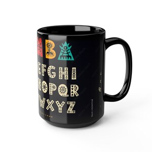 Black Mug, 15oz Bogolan print, African Design, Perfect gifts, Different and Unique,